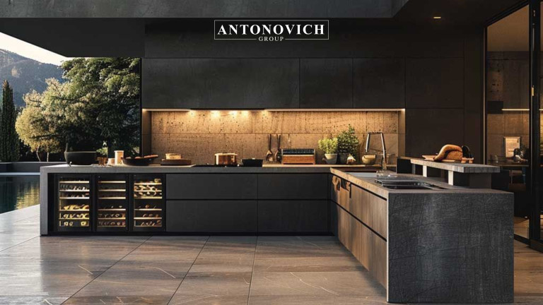 Integrated outdoor kitchen layouts