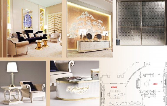 This picture shows a colorful mountain along with a lake in the foreground. The mountain has blue, yellow and pink hues, and the lake is surrounded by greenery and several trees. The sky above is a light blue with some clouds.