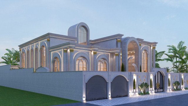 This picture shows a modern, luxury living room. The space features a light gray velvet sofa, with two yellow accent chairs and a round glass table in the center. There is an abstract painting on the wall, and a shaggy white rug on the floor, with plants around the room for a natural touch.