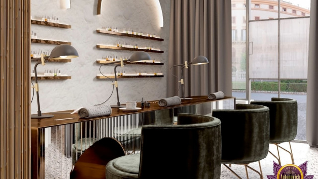 A luxurious interior space with an ornate sofa, grand chandelier, intricate ceiling detailing and marble flooring.