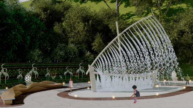 The picture shows a luxury dining room with a large and ornate chandelier dangling from the ceiling. The walls and trim of the room are painted a soft cream color, while the floor is covered in a tiled, black and white pattern. The room is furnished with a long dark wood dining table, surrounded by six antique-style chairs with upholstered seats. A sideboard and buffet topped with decorative pieces are placed against one wall.