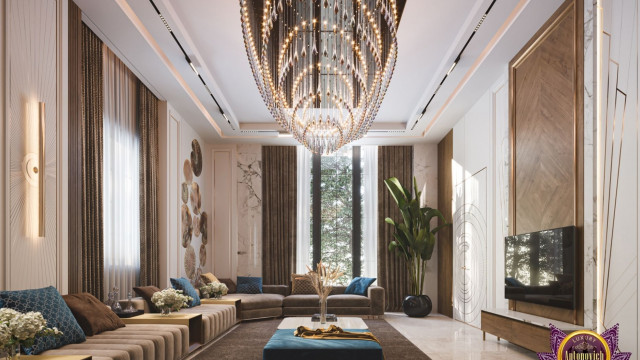 This picture shows a luxurious bedroom with a dark wood four-poster bed, ornate furniture, and curtains adorned with tassels. There is a large mirror mounted on the wall and a grand chandelier hanging from the ceiling. The pale colors and soft textures of the bedding and furniture give the room a comfortable and inviting atmosphere.