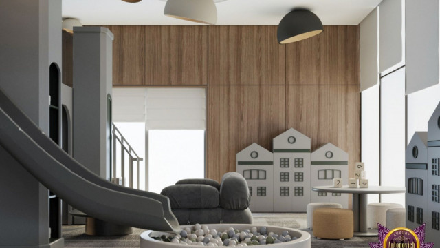 Contemporary interior design featuring a monochromatic palette with white walls, trims and moldings, black furniture, and silver accents.