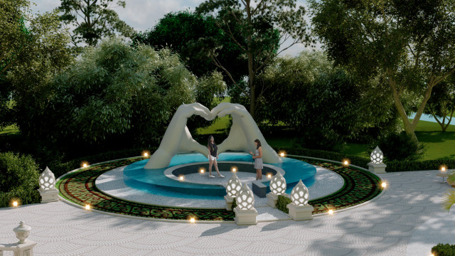 Modern interior featuring a seating area with large white sofas and a stylish coffee table.