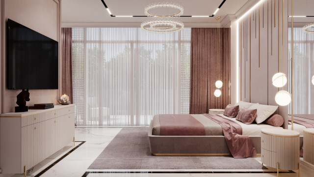 An ornamental ceiling featuring an elaborate center medallion and detailed borderwork.