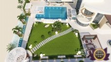 The picture shows a beautiful meadow with wildflowers, trees, and a lake in the background. There are vibrant colors from the various flowers that line the field and the deep blue sky. The sun is just beginning to set in the distance, creating a peaceful and calming atmosphere.