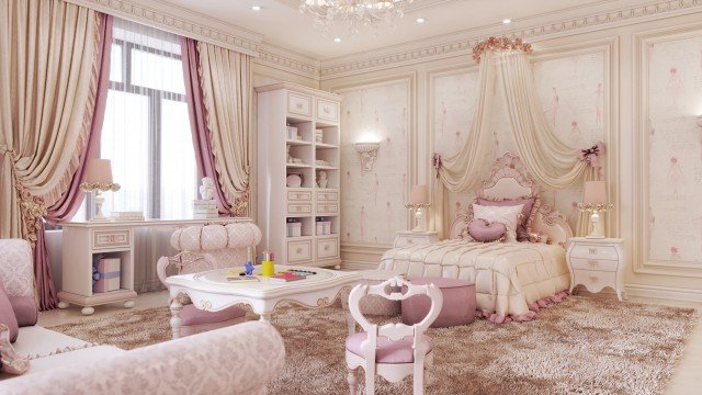 Детская комната для девочек и мальчиков — неоклассический интерьер