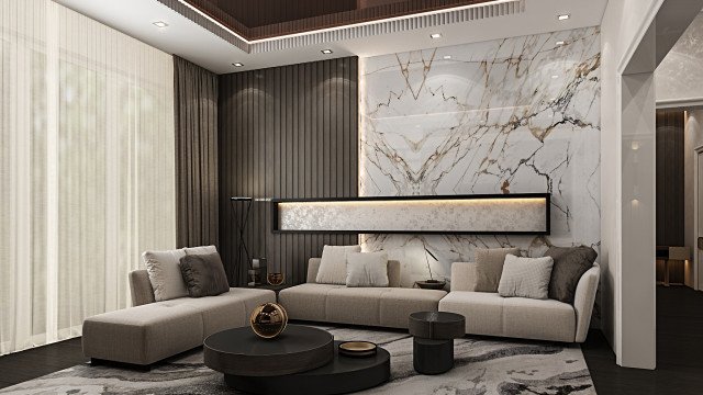 LIVING ROOM INTERIOR DESIGN IN MODERN STYLE