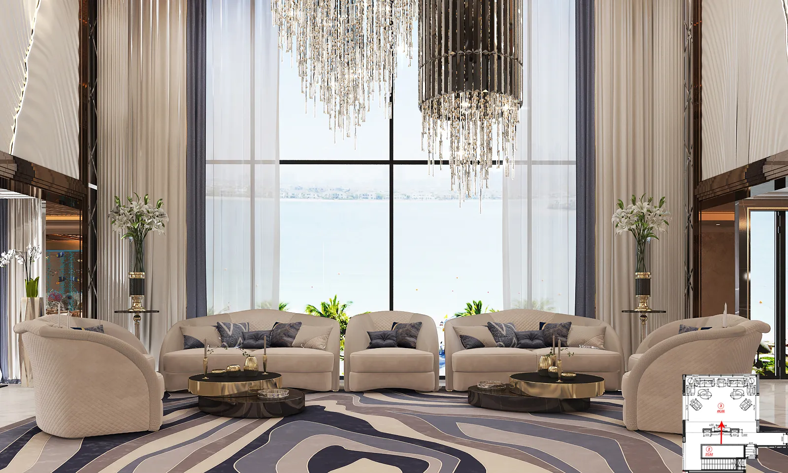 Classy Living Room Design in Dubai