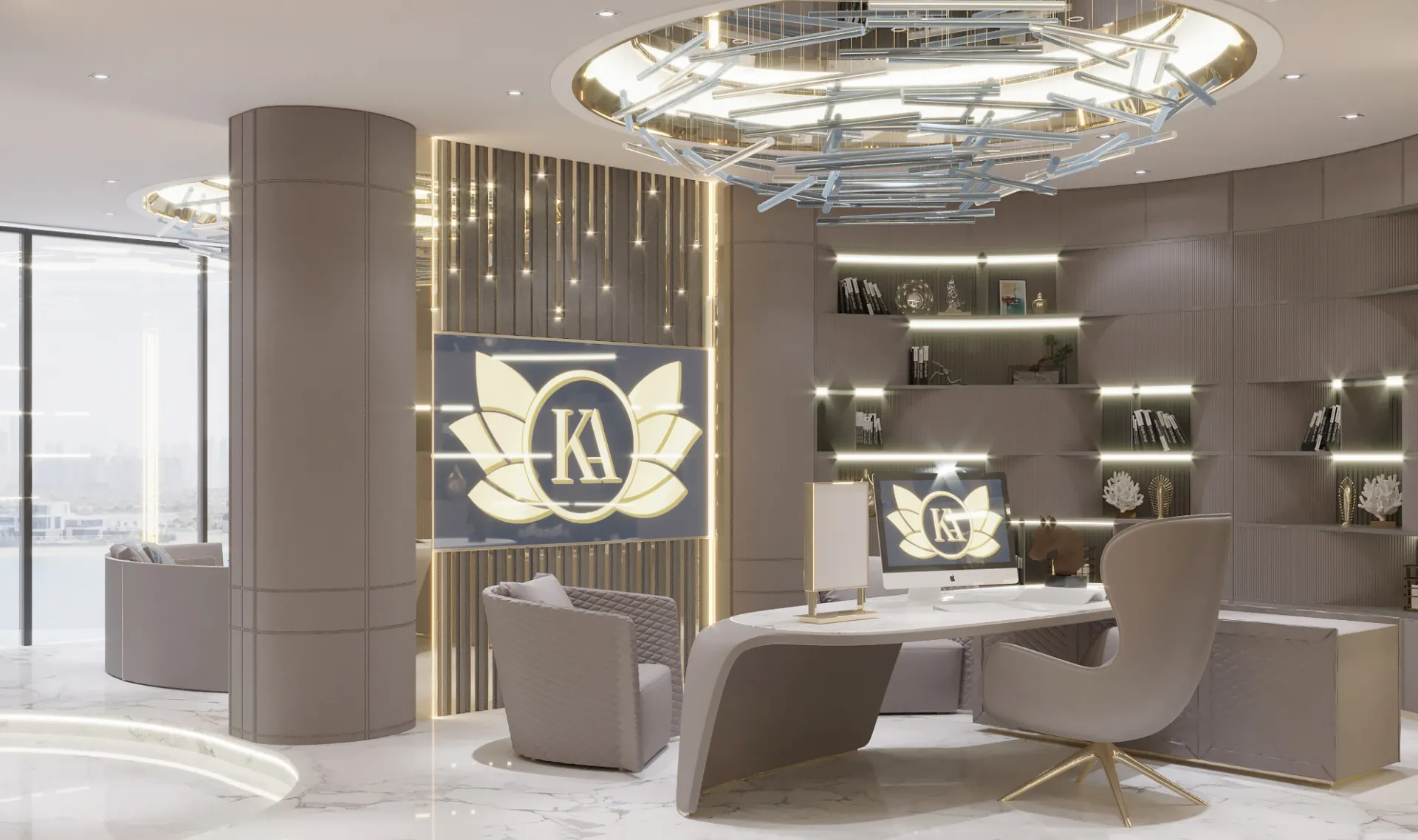 Modern Home Office For A Luxury Villa Design in Cambodia