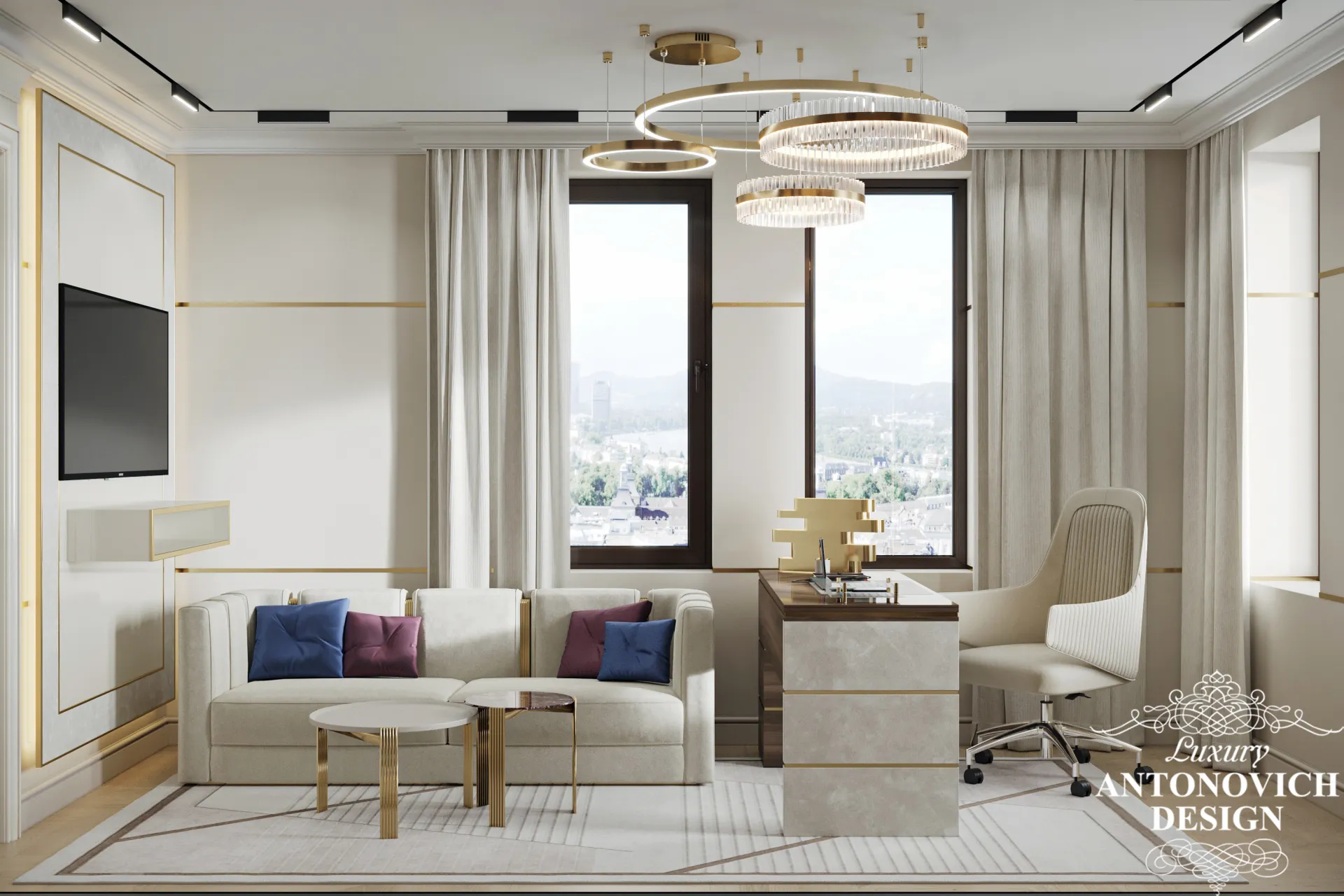 Home Office In Light Color Palette