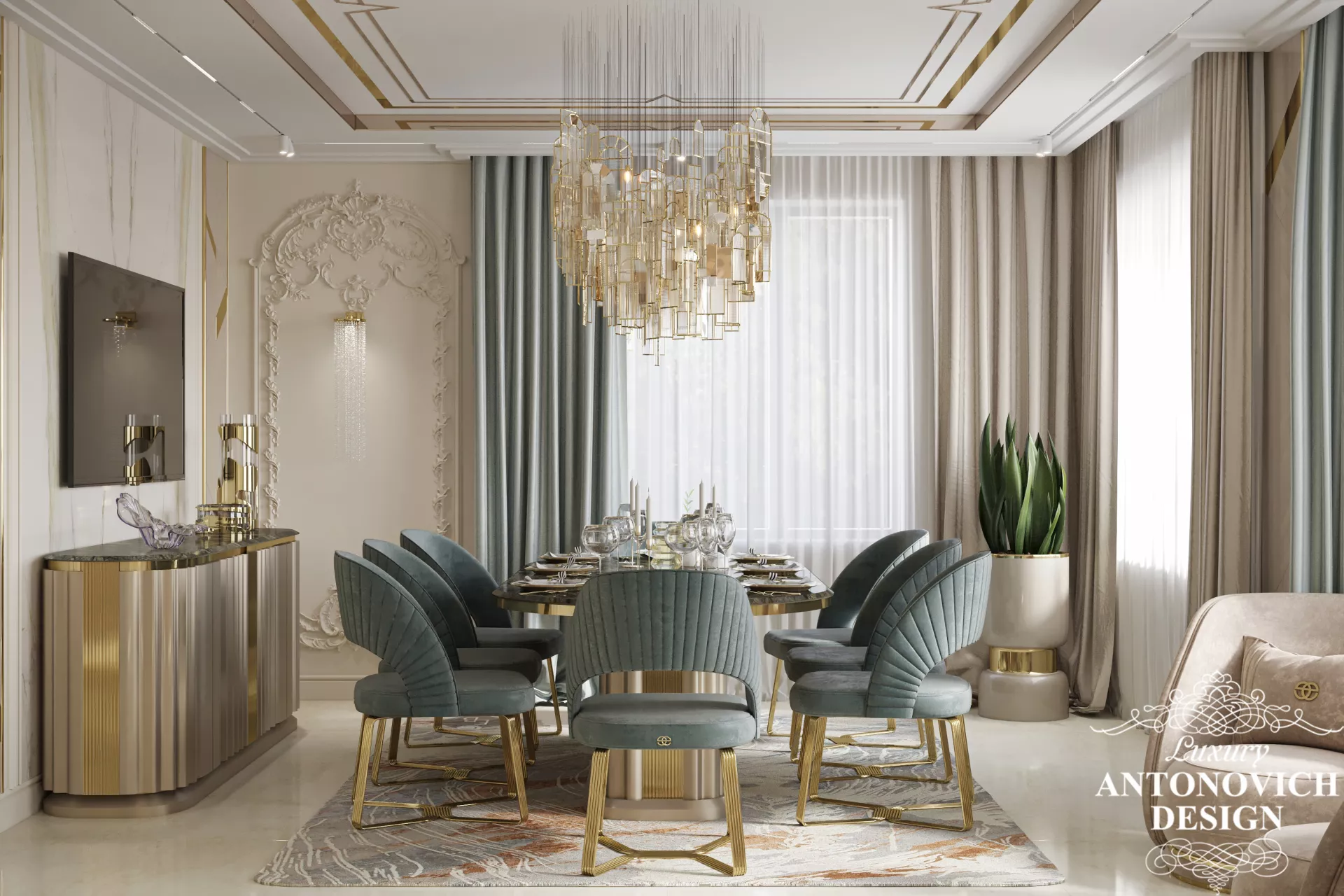 Elegant Dining Room Design For An Apartment in Dubai