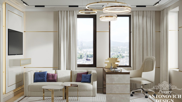 Home Office In Light Color Palette