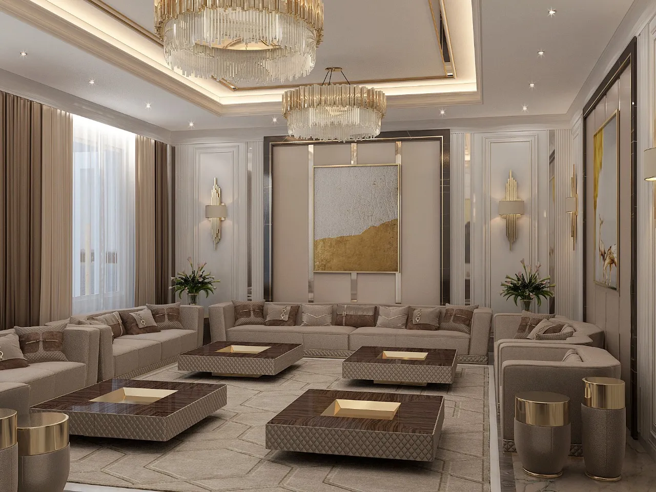 Comfortable Living Room Design For A Villa In The UAE