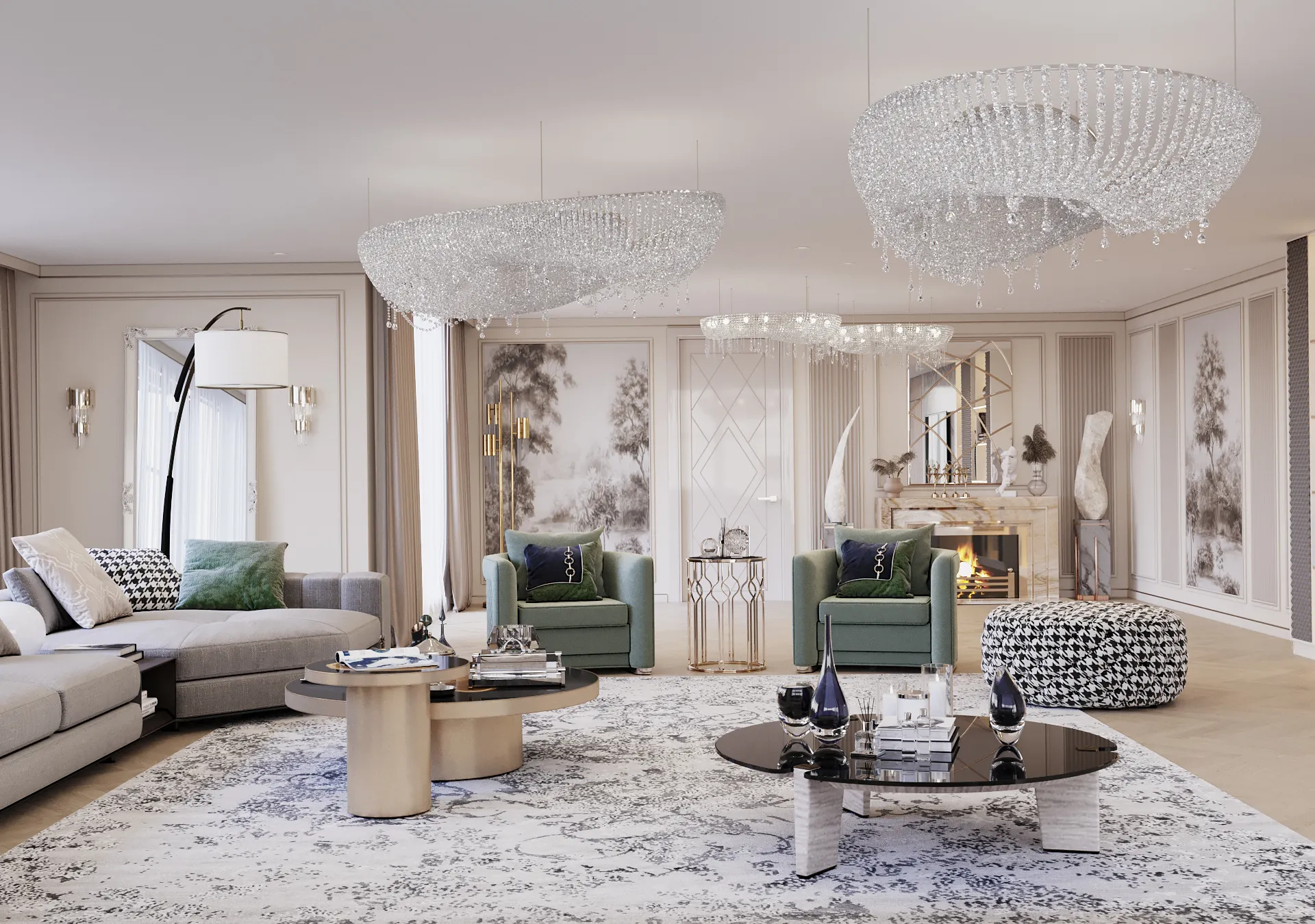 Exquisite Living Room Design For Luxurious Villa