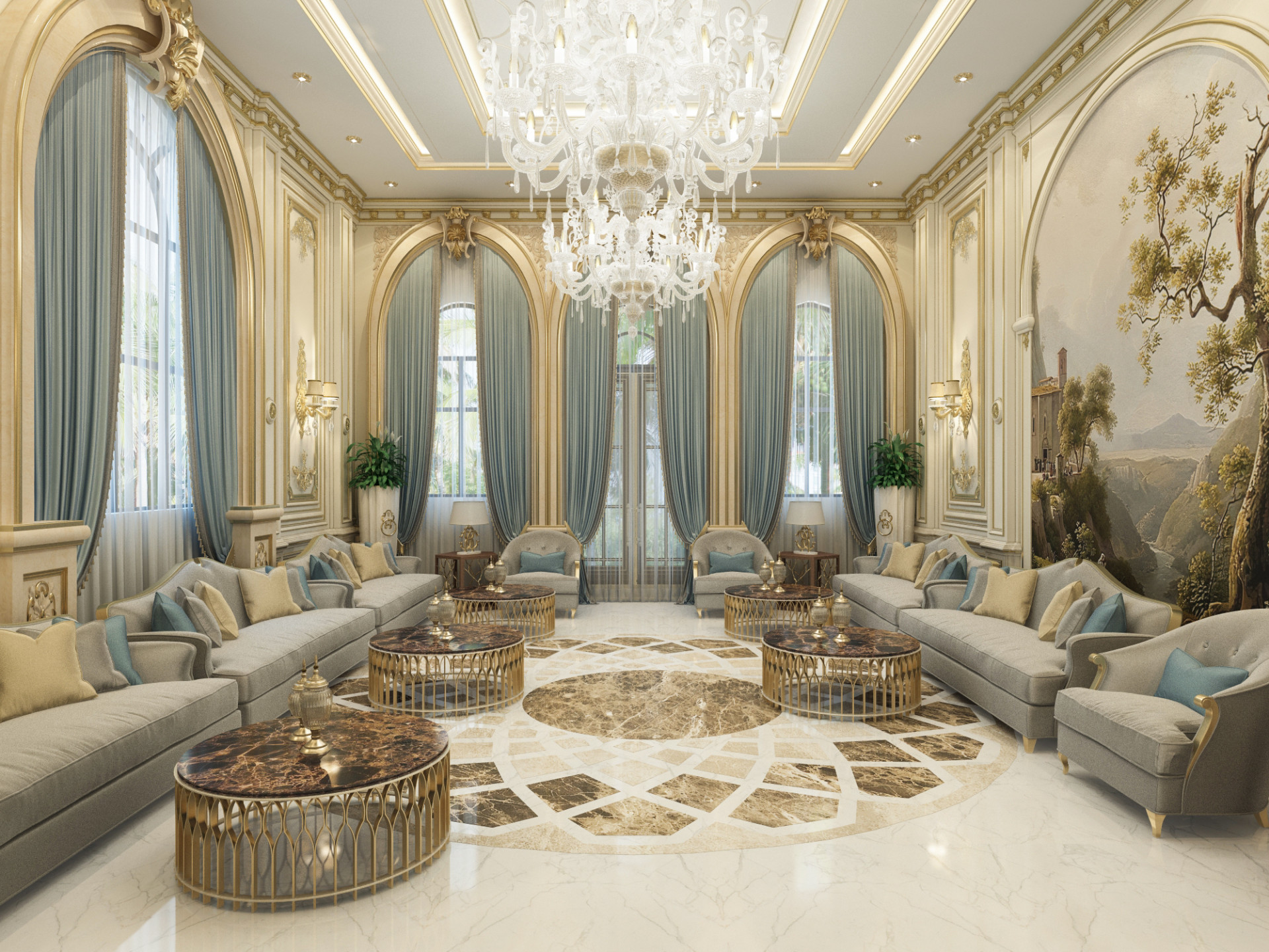 Men Majlis Design For Villa In Abu Dhabi