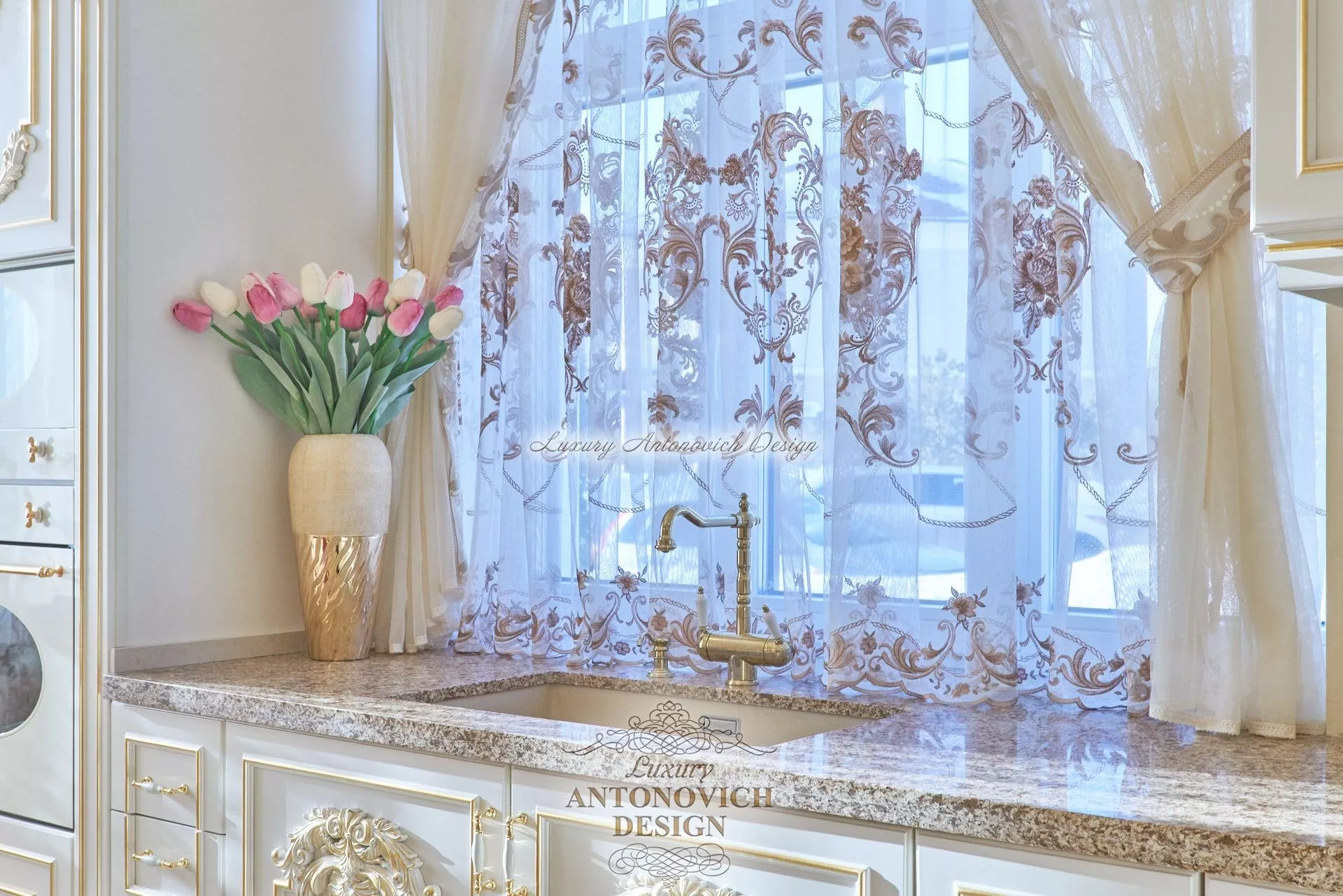 Artistic Embroidery in White and Silo whet Curtains in UAE