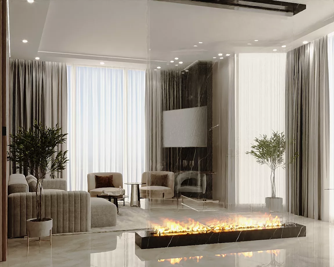 Aesthetic Living Room Interior Design and Fit-out