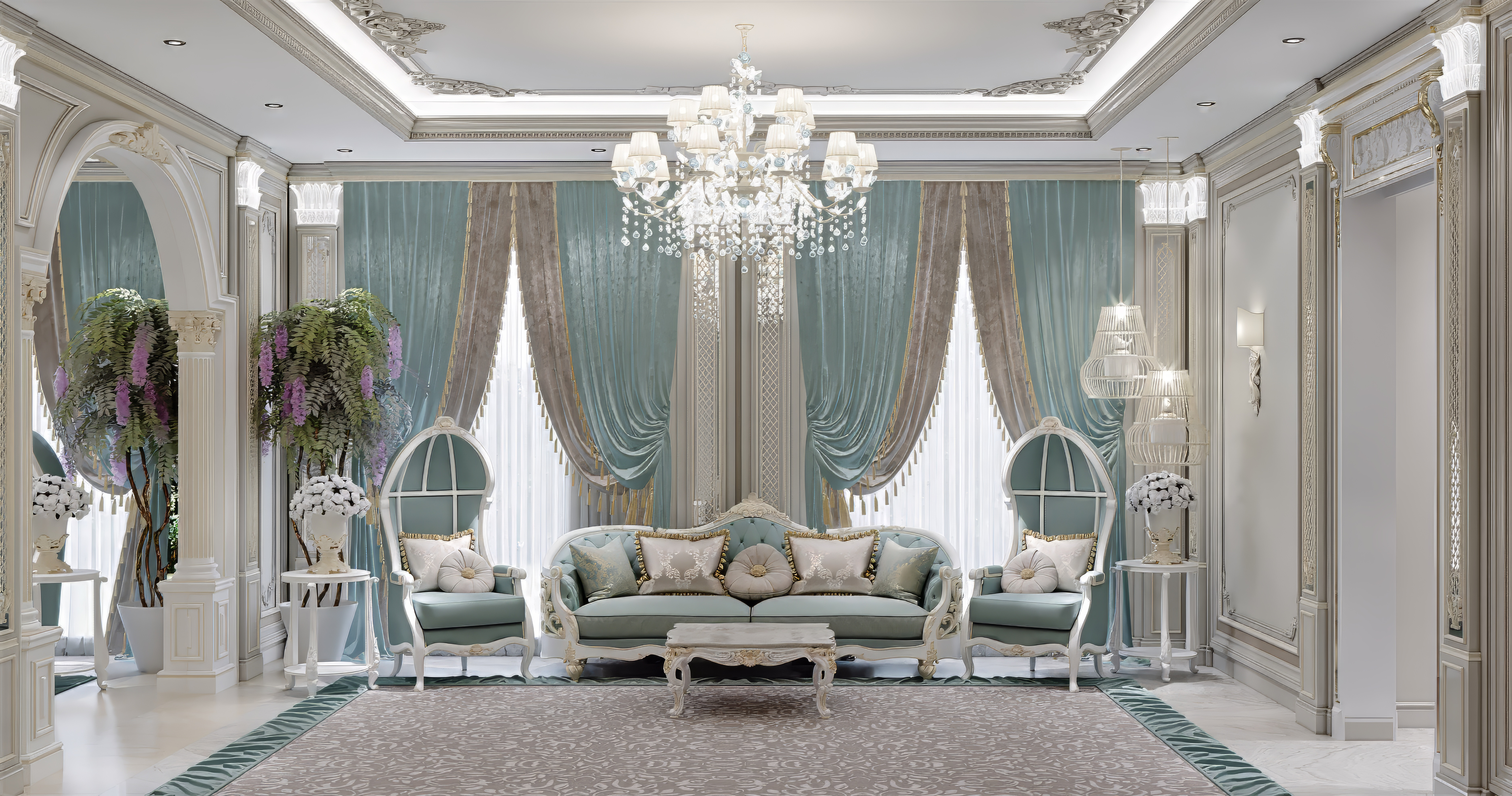 Family Sitting Room in Elegant Interior Design