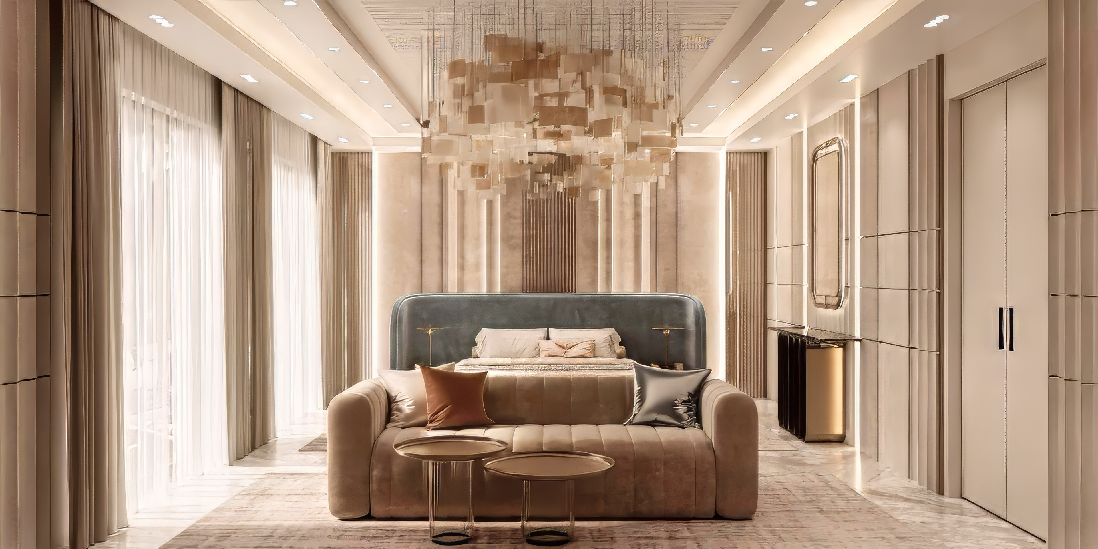 Stylish apartment bedroom interior