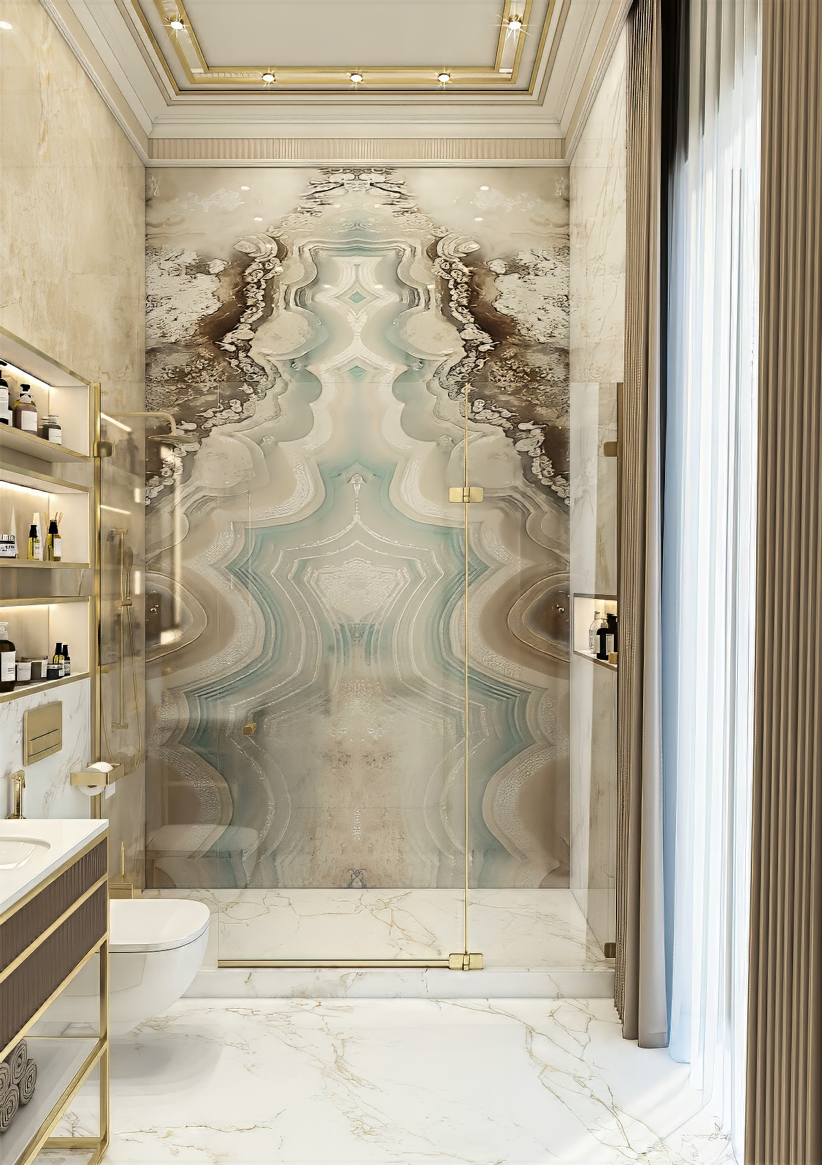 Bathroom with stained glass