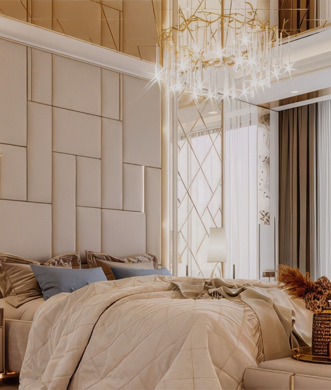 Perfect Gold Theme Bedroom Interior Design