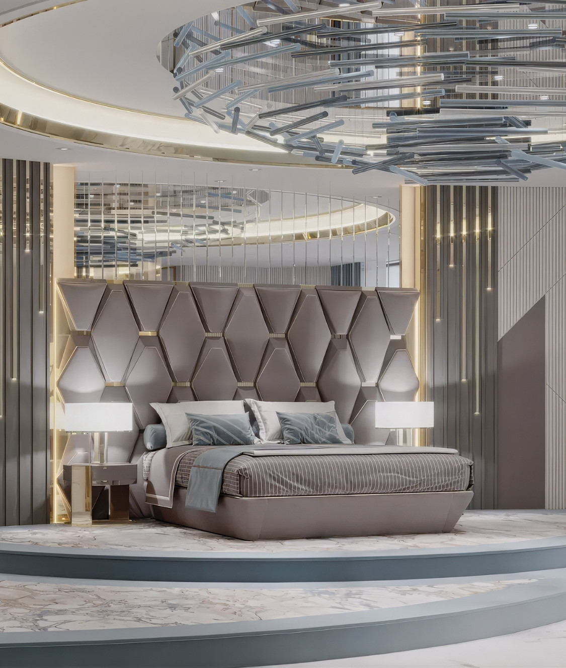 Modern Bespoke Bedroom Design For Villa in Cambodia