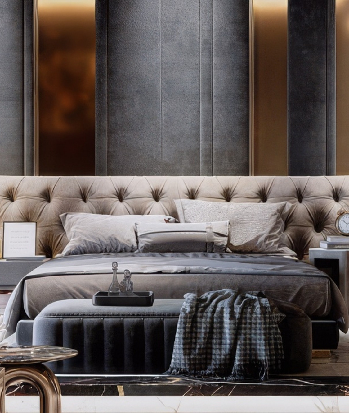 Beautiful Gray Modern Bedroom Interior