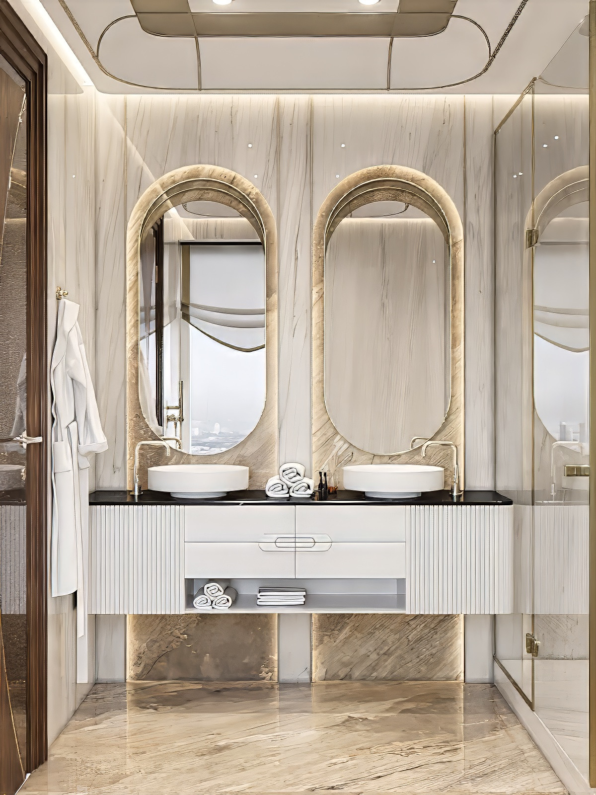 Bathroom with closet section