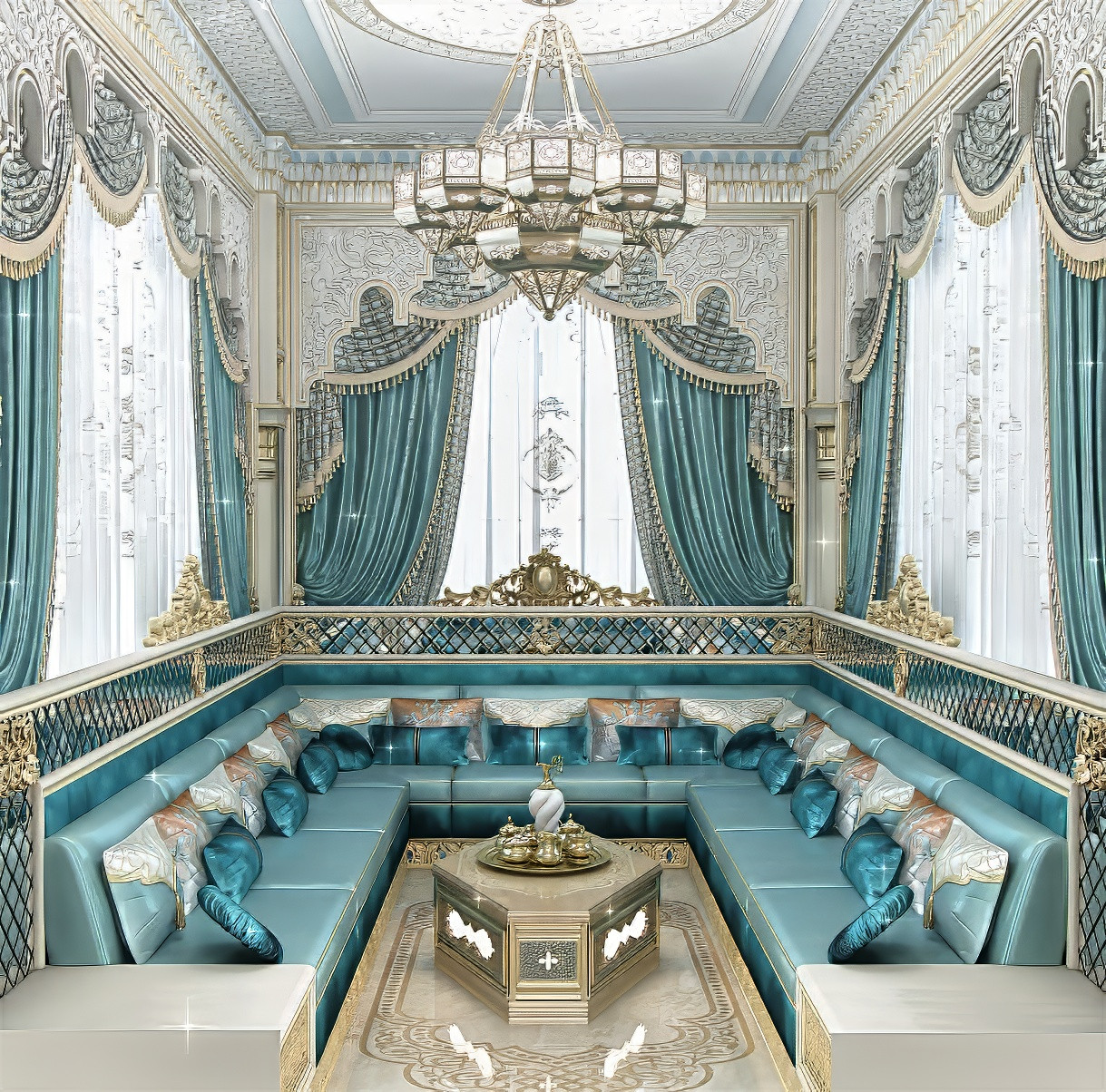 Arabic majlis with a Moroccan style sitting