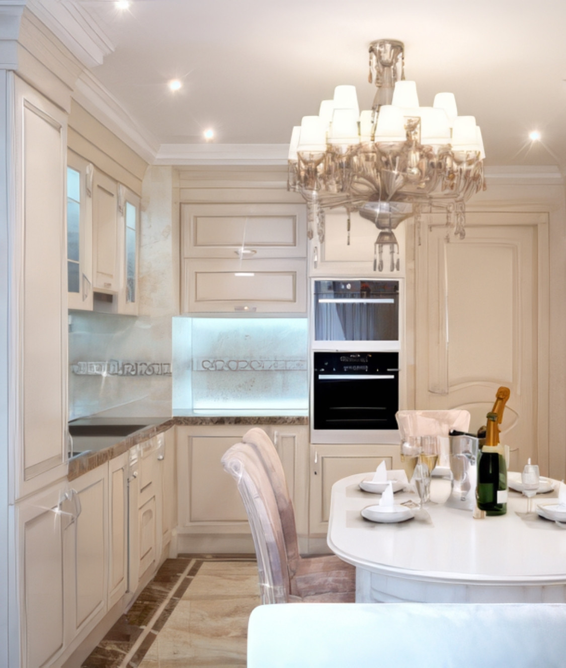 Kitchen in the style of neoclassicism
