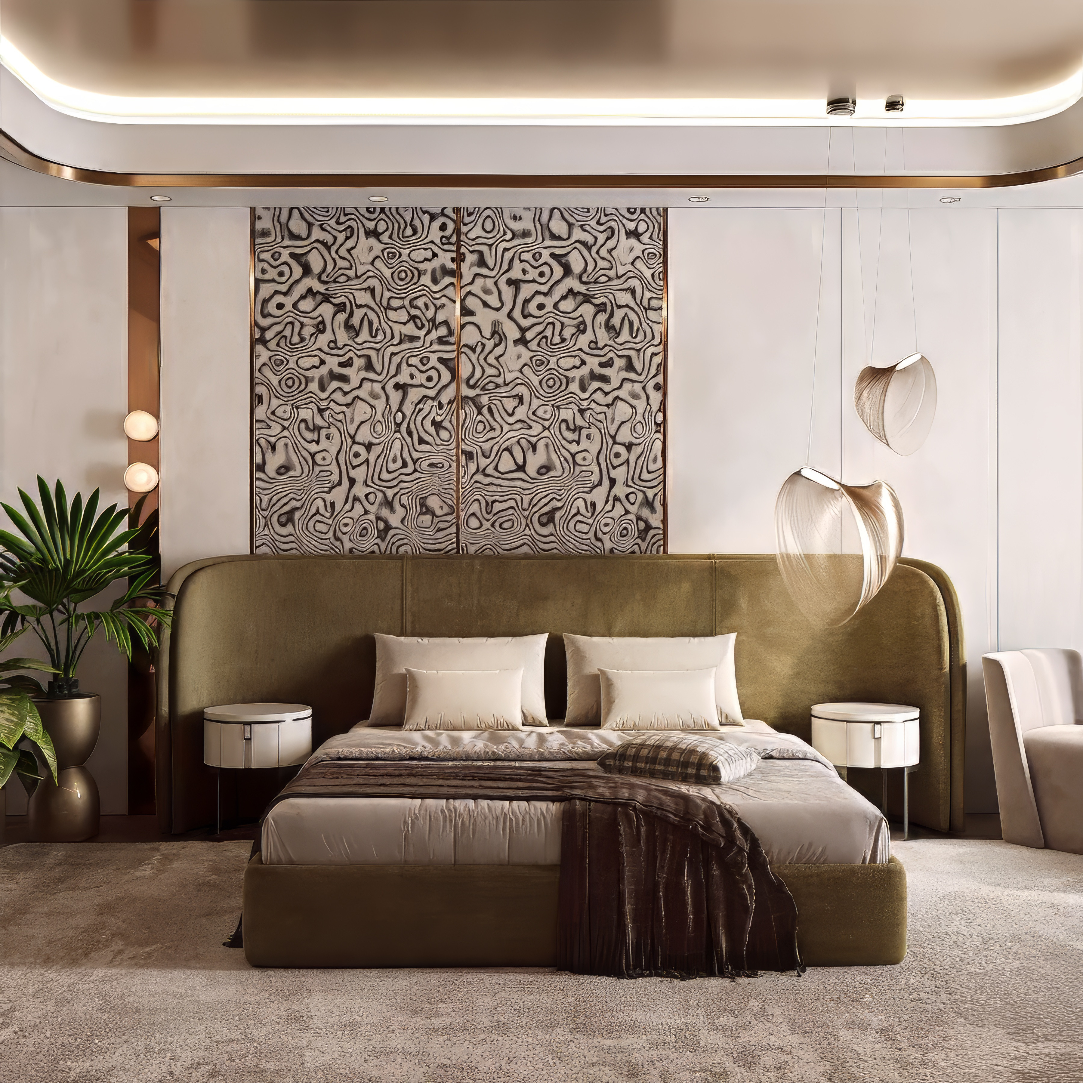 Elegant Bedroom interior design by Luxury Antonovich Desig