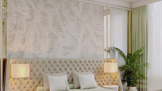 Нежный дизайн спальни для роскошной виллы