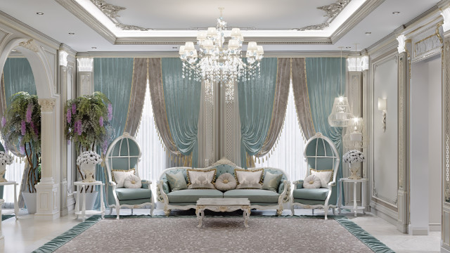 Family Sitting Room in Elegant Interior Design