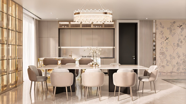 تصميم داخلي لغرفة طعام في الامارات