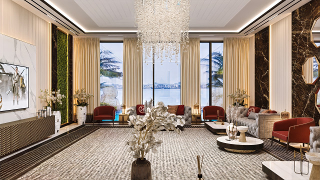 High-ceiling Luxury Sitting Room Interior