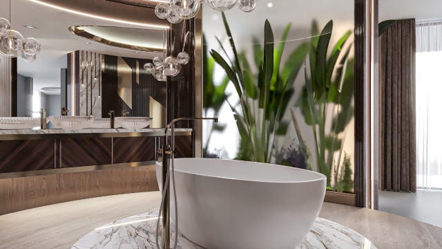 GOLDEN STYLE BATHROOM INTERIOR DESIGN