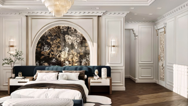 Идеи дизайна роскошной спальни в тёмных тонах