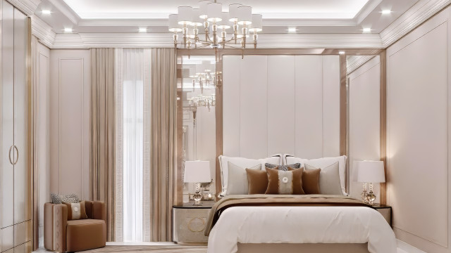 Delicate bedroom with amazing joinery works