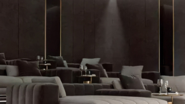 Современный эстетичный интерьер домашнего кинотеатра