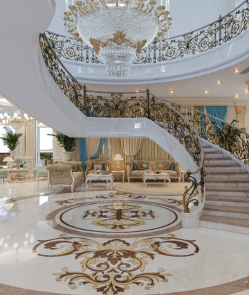 Luxurious Staircase Design in Classic Entrance Interior