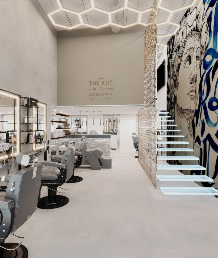 Modern Aesthetic Barber Shop with Spacious Interior Design Creating Luxury