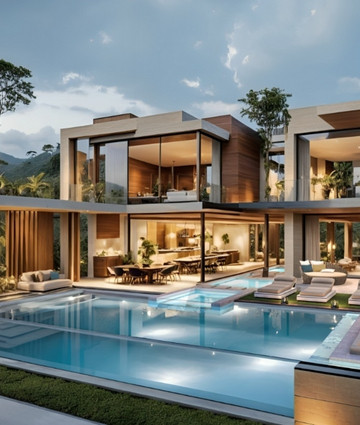 Потрясающий дизайн комнаты с бассейном