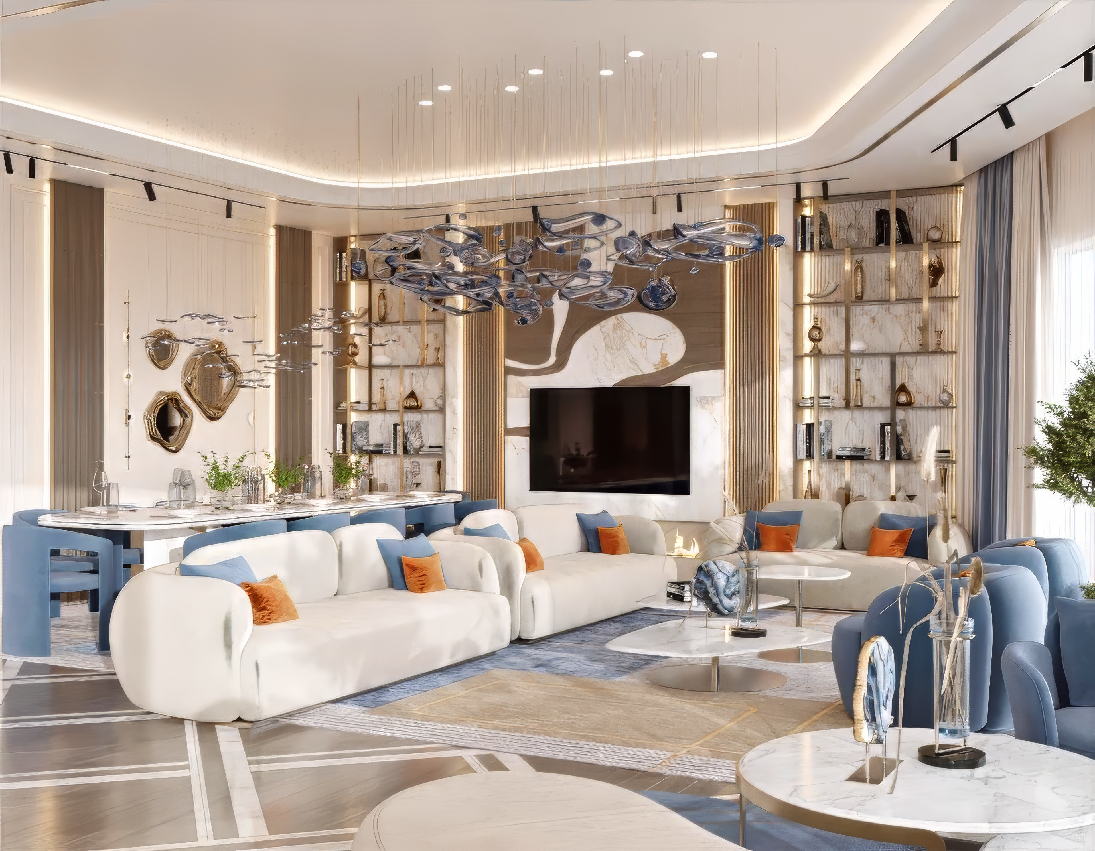 Contemporary comfort in living room interior