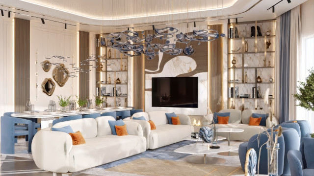 Contemporary comfort in living room interior