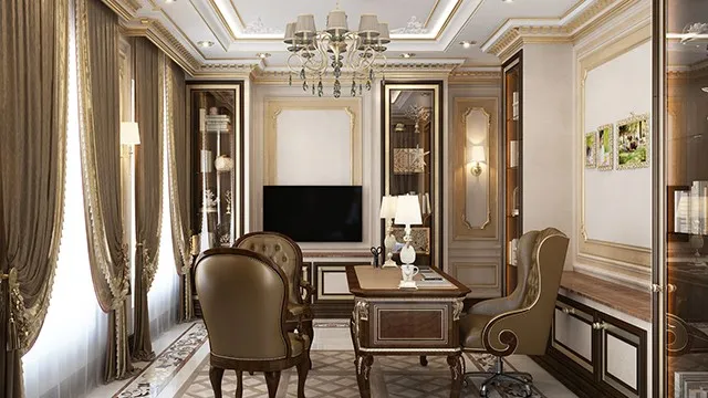 حوّل مساحة عملك بتصميم مكتب منزلي جريء وفاخر