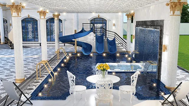 واحة مسبح خارجي فاخرة — تصميم مسابح خارجية يحول فناءك