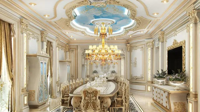 تصميم غرفة طعام ملكية فاخرة