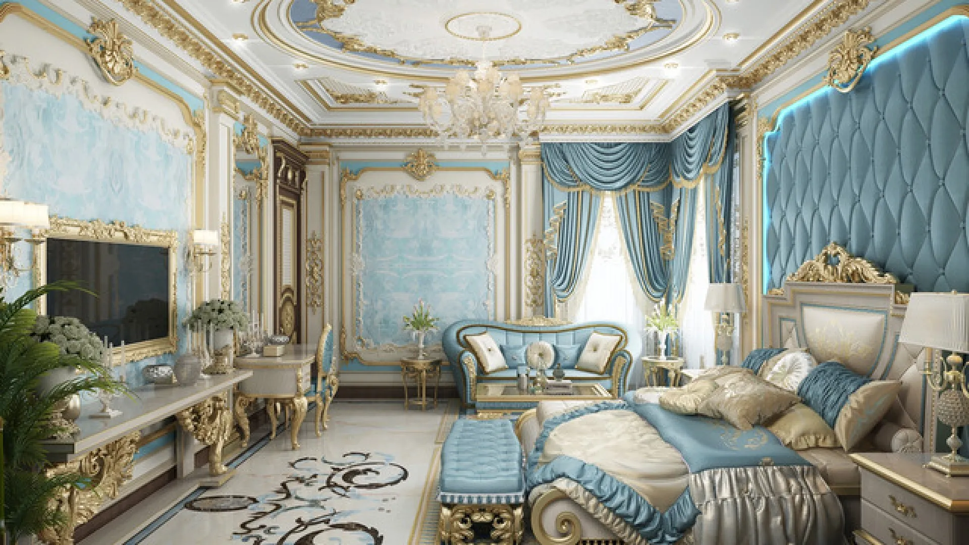 تصميم غرفة نوم ملكية فاخرة في الإمارات