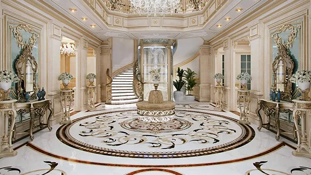 Изысканный и роскошный дизайн холла